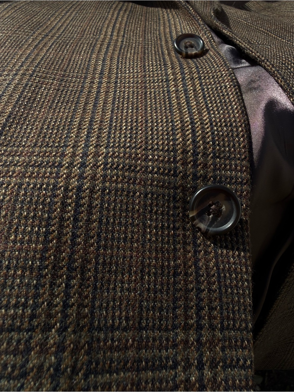 Lauren Ralph Lauren Mens Blazer 46R Brown Glen Plaid Jacket 100% Wool Sport Coat